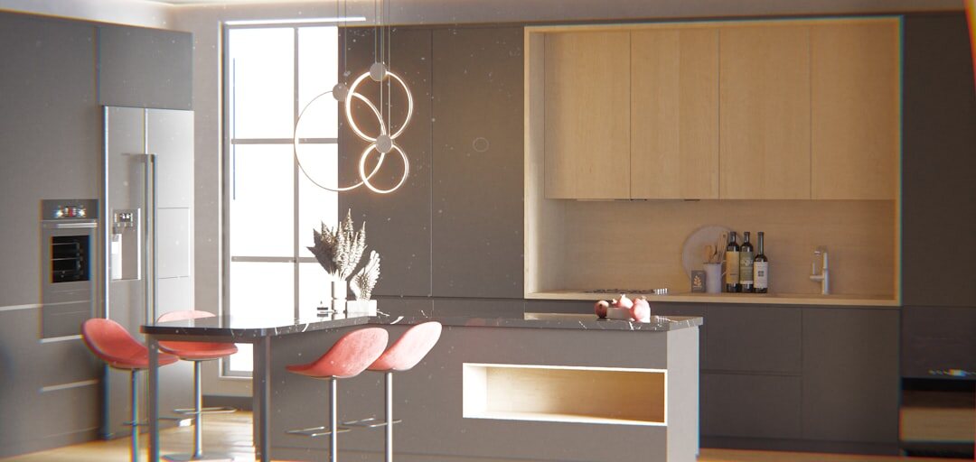 modern kitchen with island